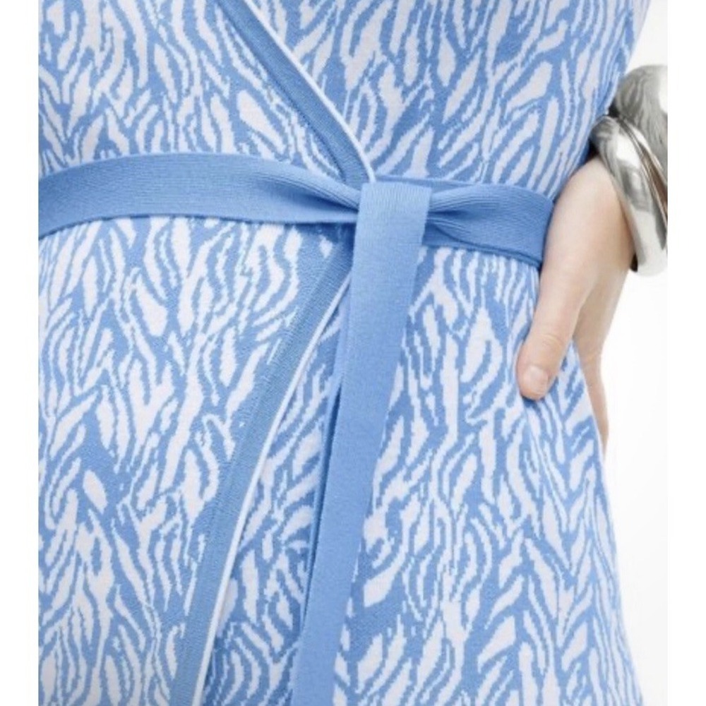 Diane von Furstenberg Women's Size 4X‎ Collared Midi Wrap Dress Sea Twig Blue - Picture 2 of 12
